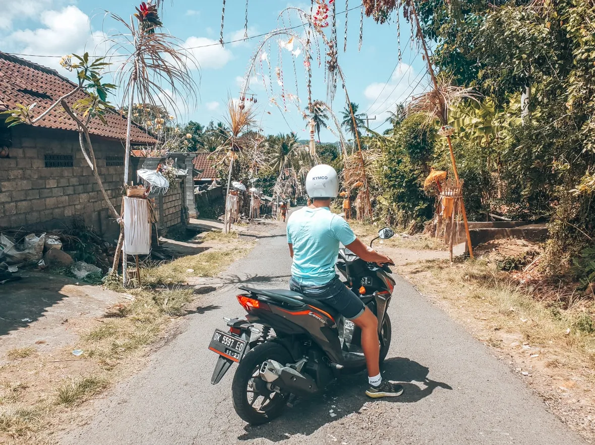A Man riding motorcycle in Nusa Penida