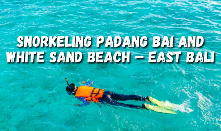 Snorkeling Padang Bai and White Sand Beach A man snorkeling using life jacket on Padang Bai